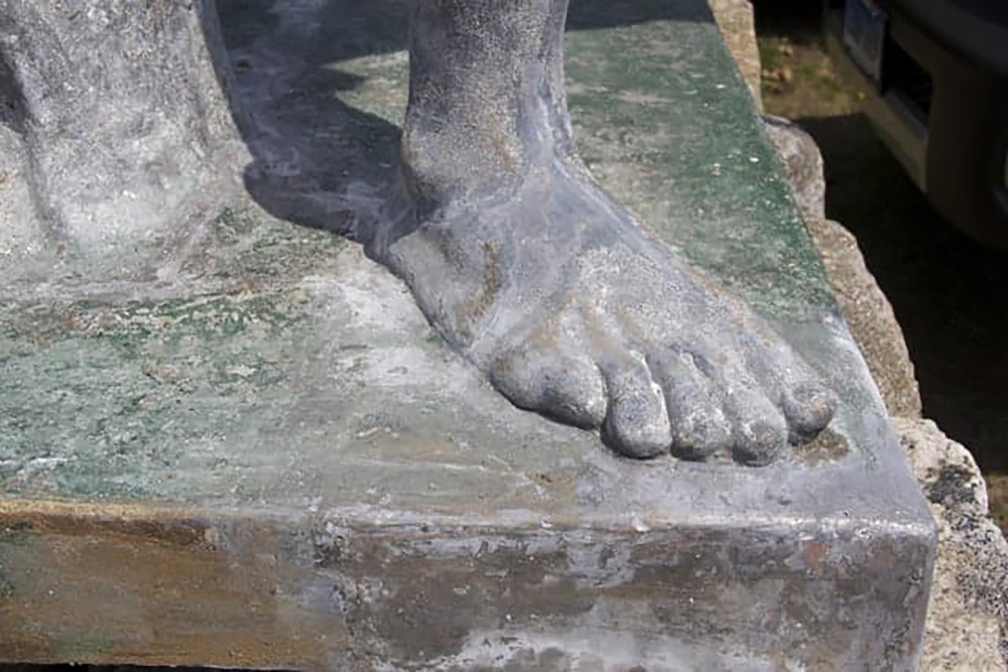 Monumental Cast Zinc Figure of the Borghese Gladiator by J.W. Fiske Circa 1892 For Sale 2