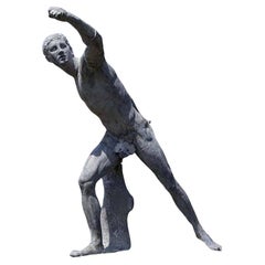 Monumental Cast Zinc Figure of the Borghese Gladiator by J.W. Fiske Circa 1892