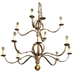 Monumental, Ccustom Two-Tier Forged Iron "Tuscarawas" Chandelier
