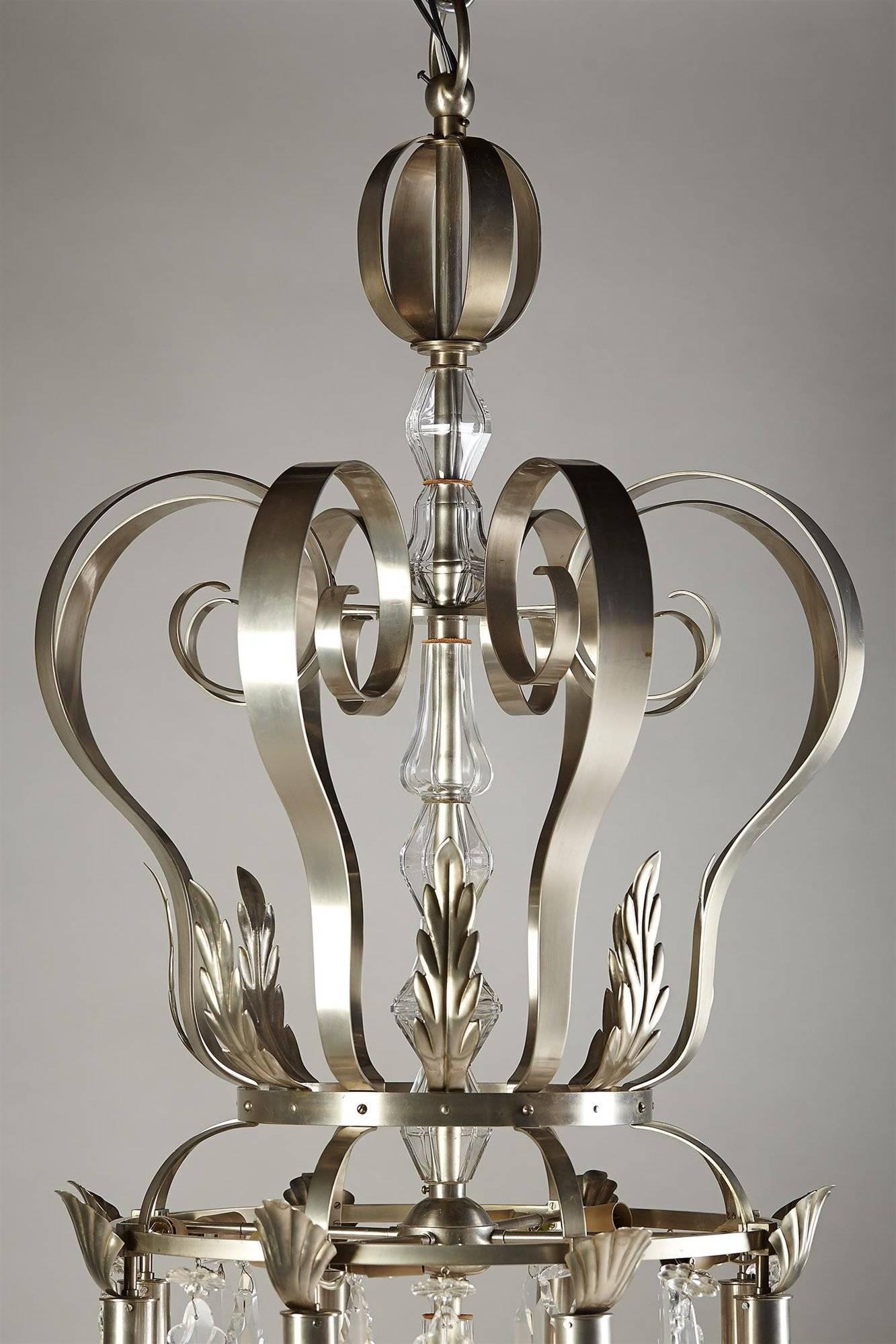 Monumental ceiling lamp, designed by Otar Hökerberg, Sweden, 1930-1931.
Designed by Otar Hökerberg, Sweden, 1930-1931.

Unique.

Provenance: This chandelier was specially designed for Hökerberg's interior at Cardellgatan 1, Stockholm.

Glass