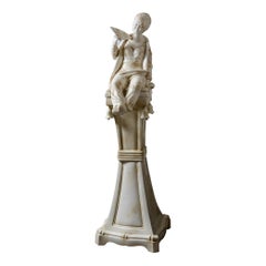 Monumental Century Italian Glazed Terracotta Chinoiserie Figures on Pedestals