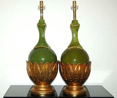 Lampes monumentales en céramique en forme d'artichaut de Marbro – Une paire