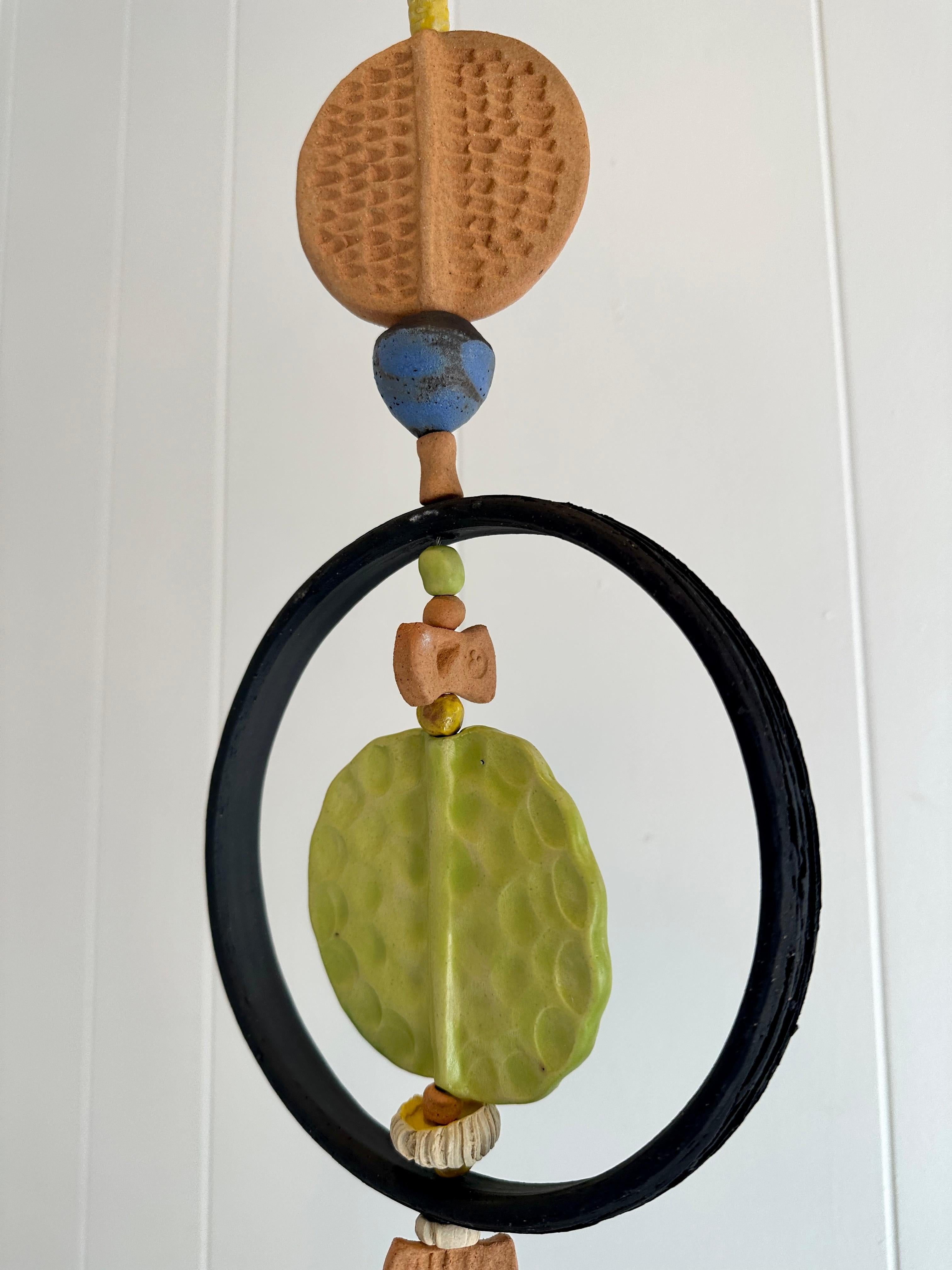 Mid-Century Modern Monumental Ceramic Kinetic hanging sculpture hand crafted by Brenda Williams For Sale