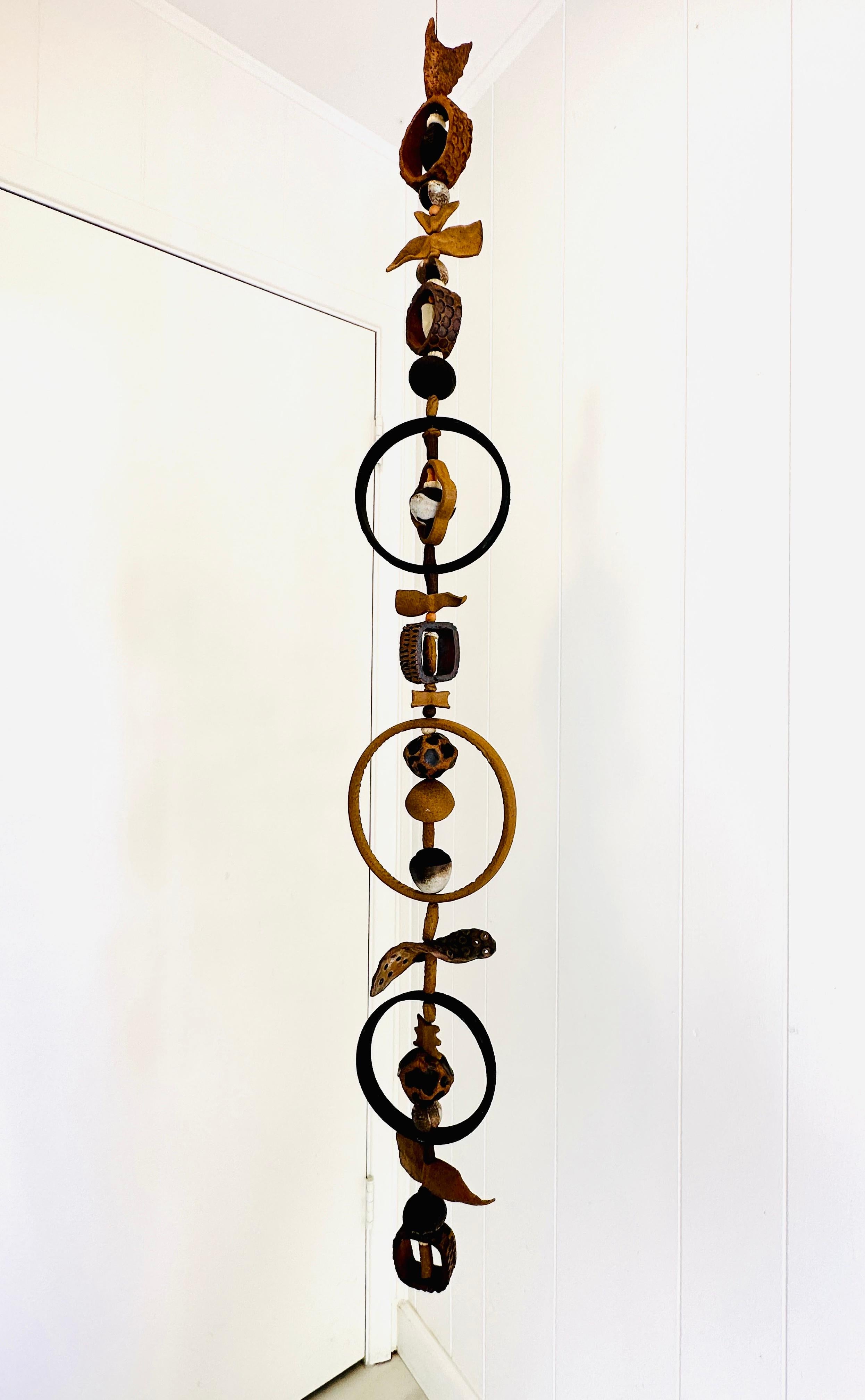 Hand-Crafted Monumental Ceramic Kinetic hanging sculpture hand crafted by Brenda Williams For Sale