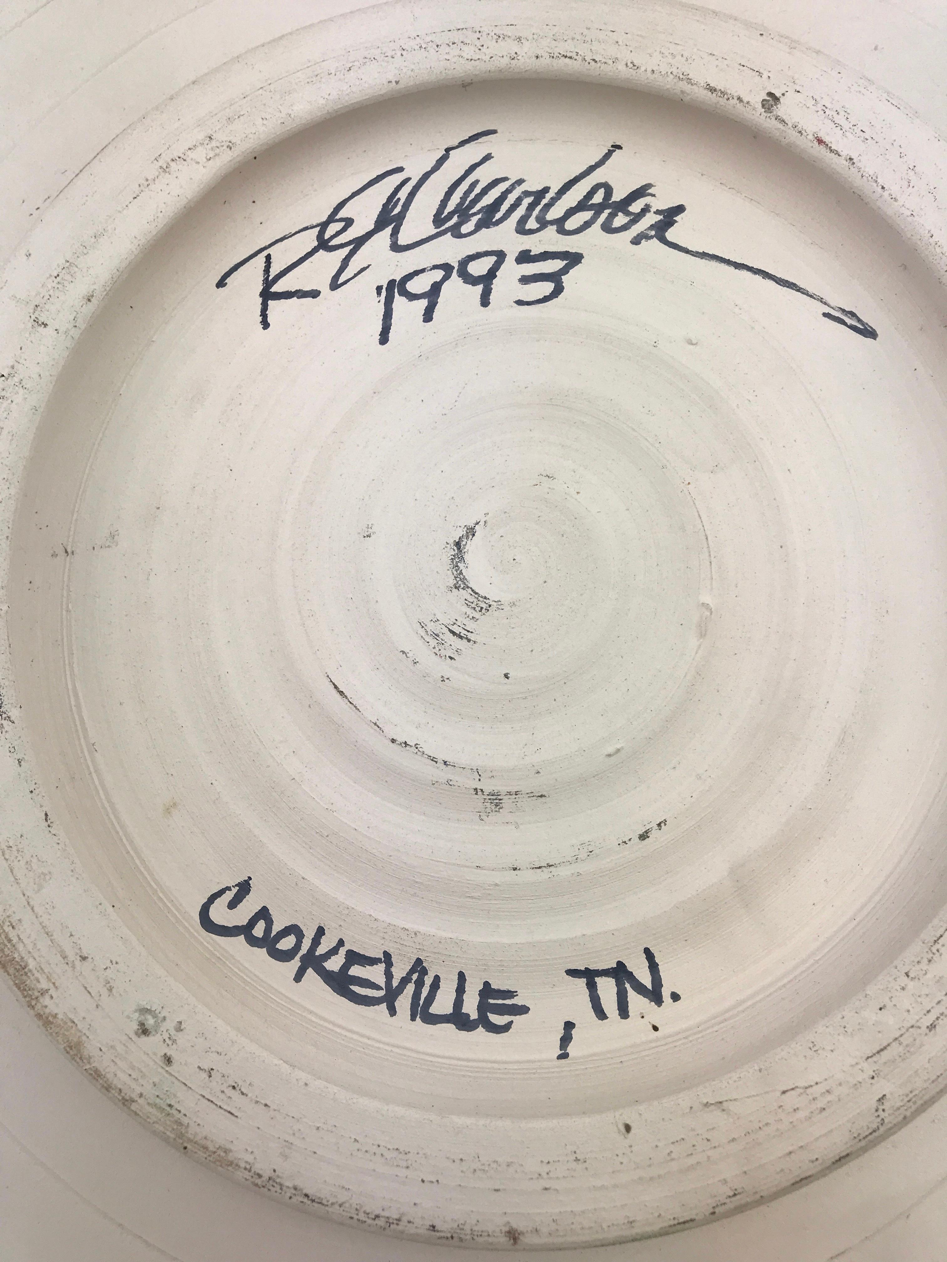 Monumental Ceramic Platter by Robert Carlson, Signed and Dated 1993 For Sale 7