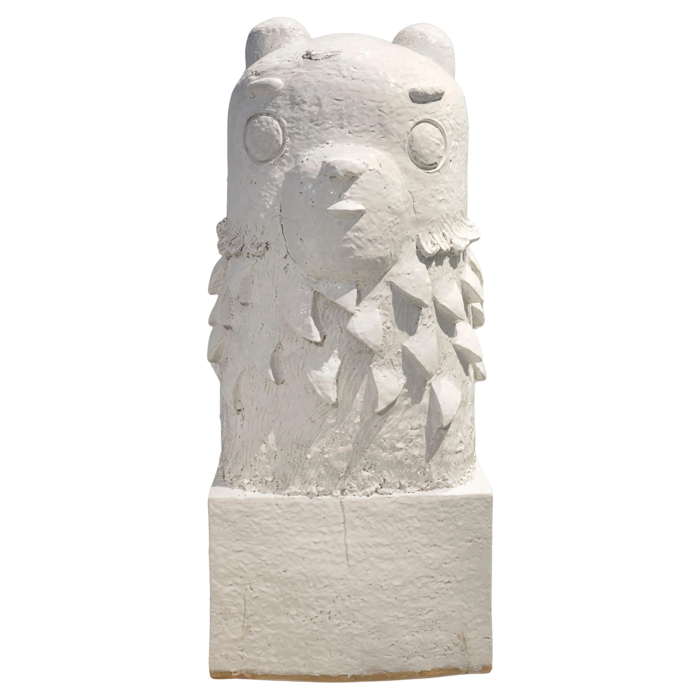 Monumental ceramic sculpture " White Bear " by Laurent Dufour , 2025
