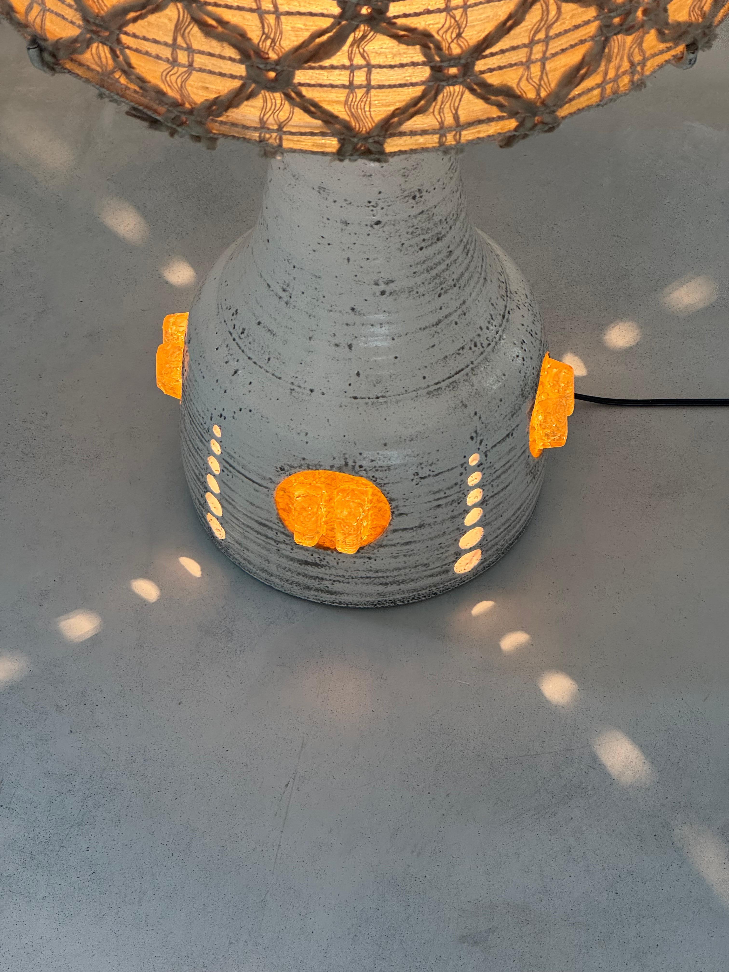 French Monumental Ceramic Totem Floor Lamp by Potiers of Accolay, France, Circa 1970 For Sale