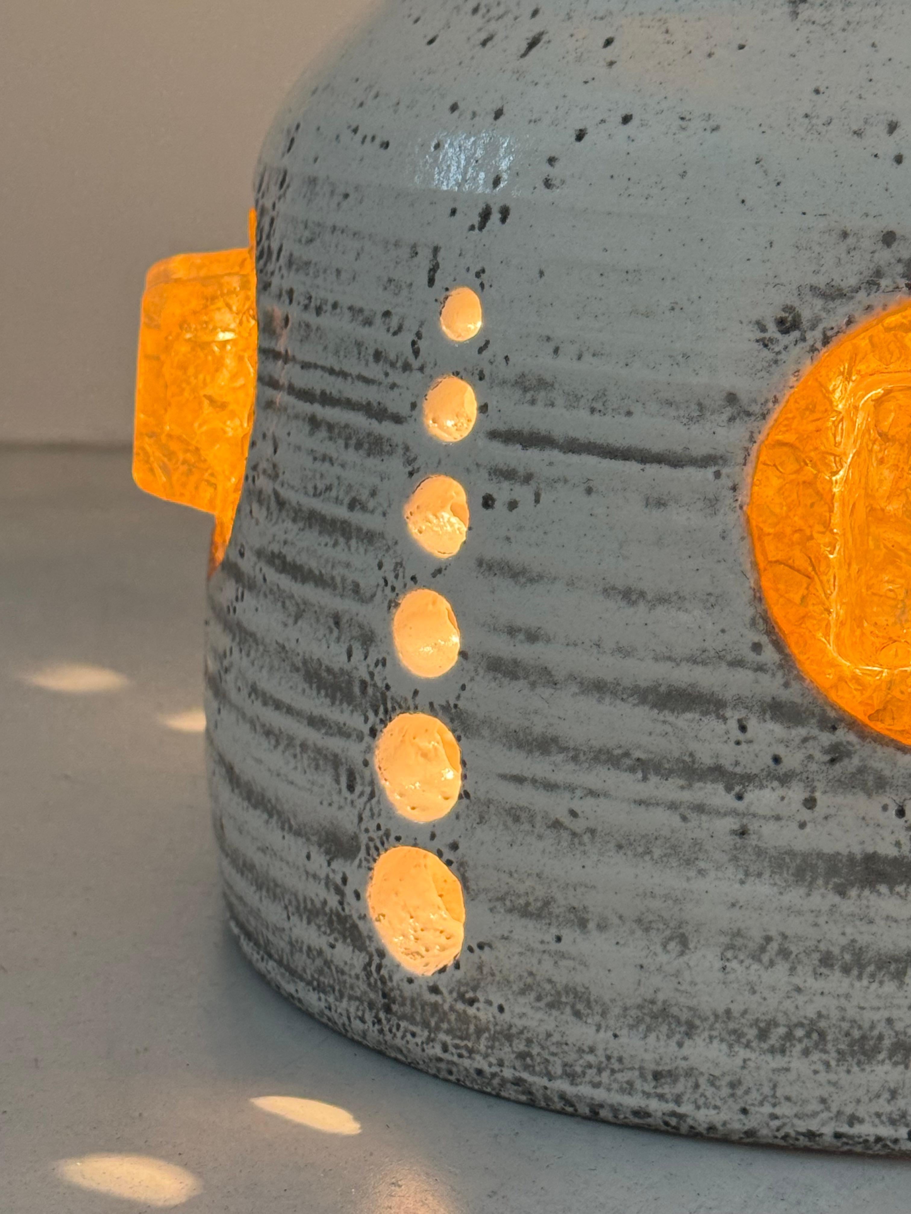 Hand-Crafted Monumental Ceramic Totem Floor Lamp by Potiers of Accolay, France, Circa 1970 For Sale