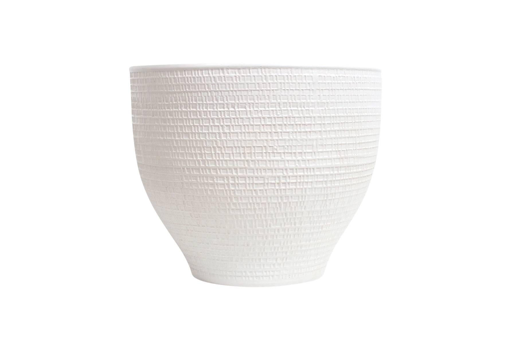 Monumental ceramic vessel / planter by David Cressey for Architectural Pottery. Subtle textured exterior surface with bone white glaze.