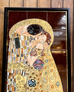 Monumental Ceramic Wall Panel After Gustav Klimt’s The Kiss, with 24k Gold Detai