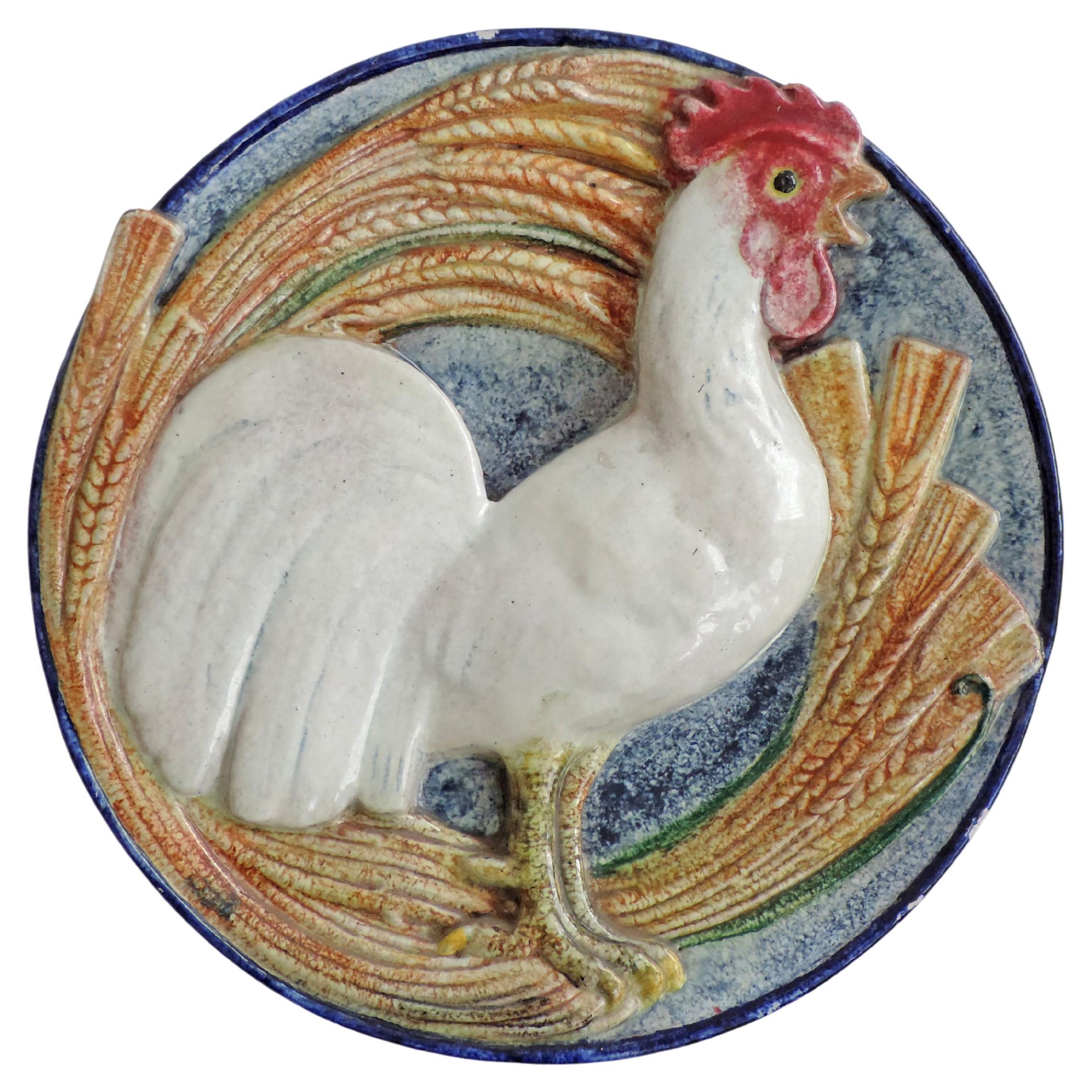 Monumental Ceramic Wall Plate with a Chicken