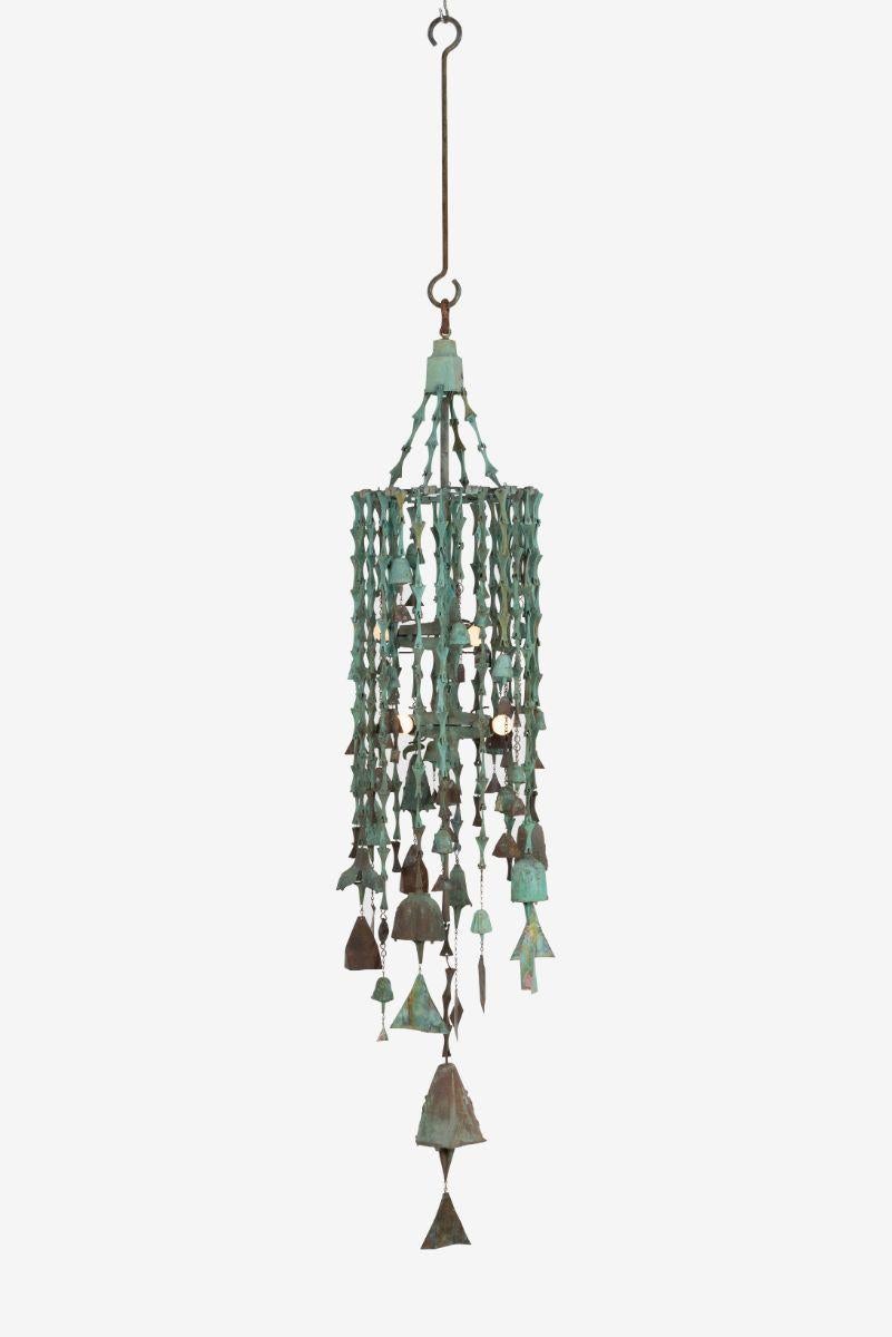 Brutalist Monumental Chandelier by Architect Paolo Soleri For Sale