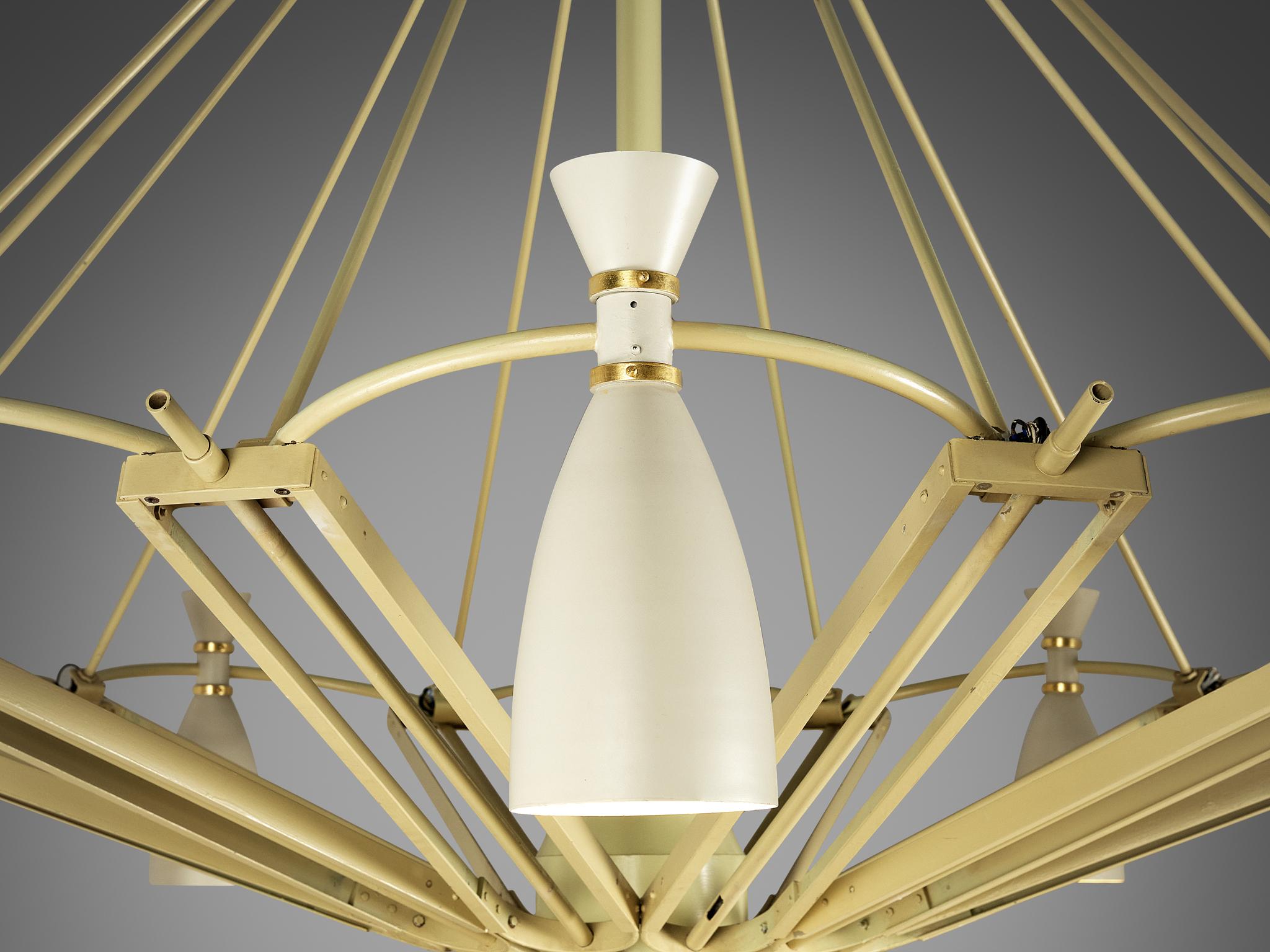 Mid-20th Century Monumental Chandelier in Lacquered Metal 3M Diameter  For Sale