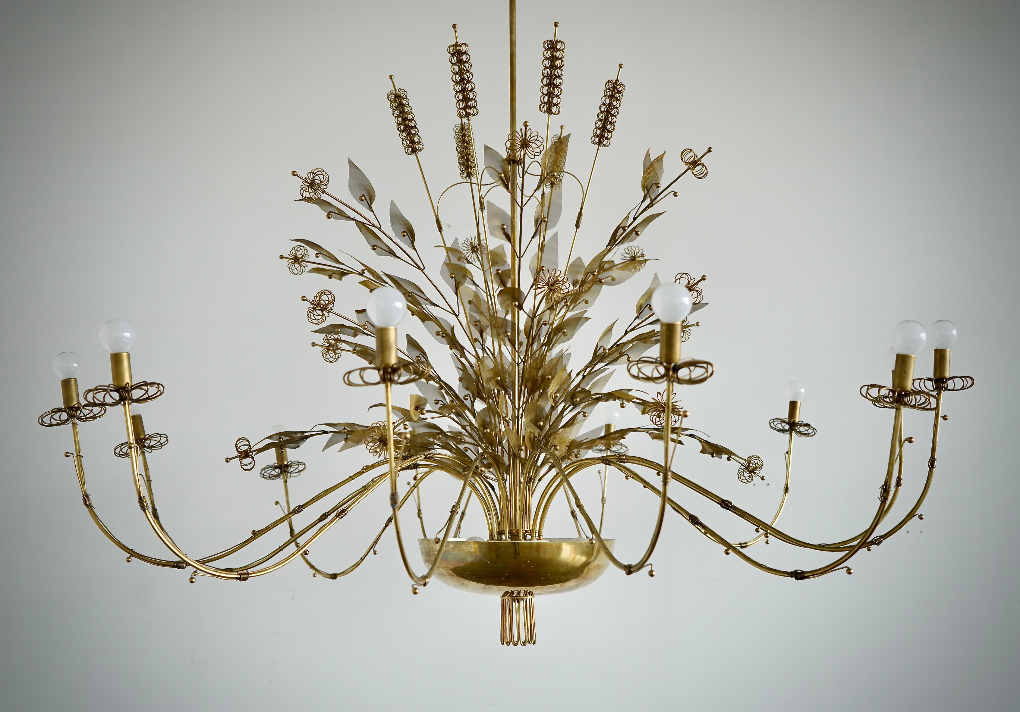 Scandinavian Modern Monumental Chandelier Paavo Tynell attr For Sale
