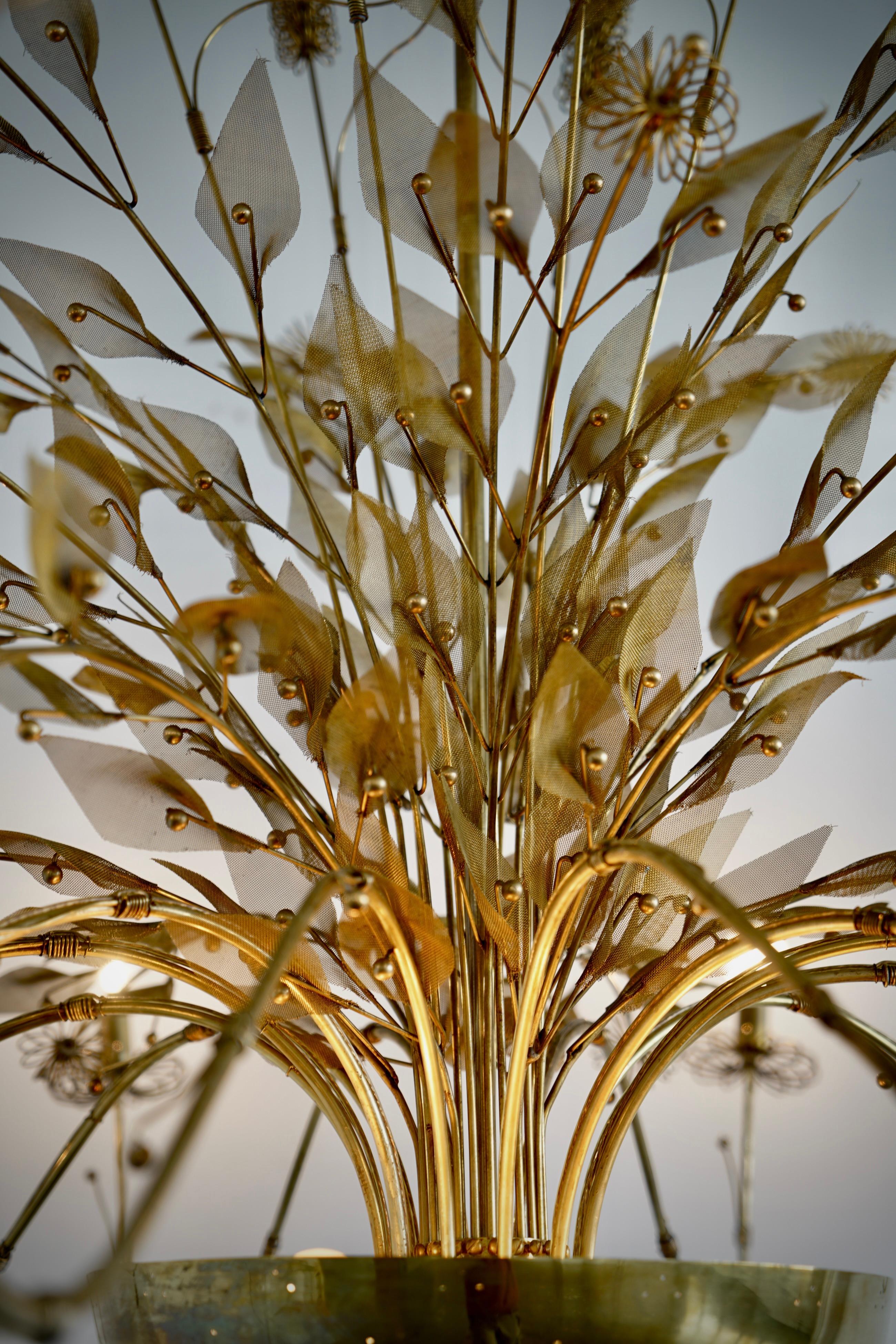 Brass Monumental Chandelier Paavo Tynell attr For Sale