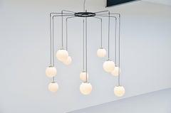 Monumental Chandelier with 10 Glass Globes, Holland, 1960