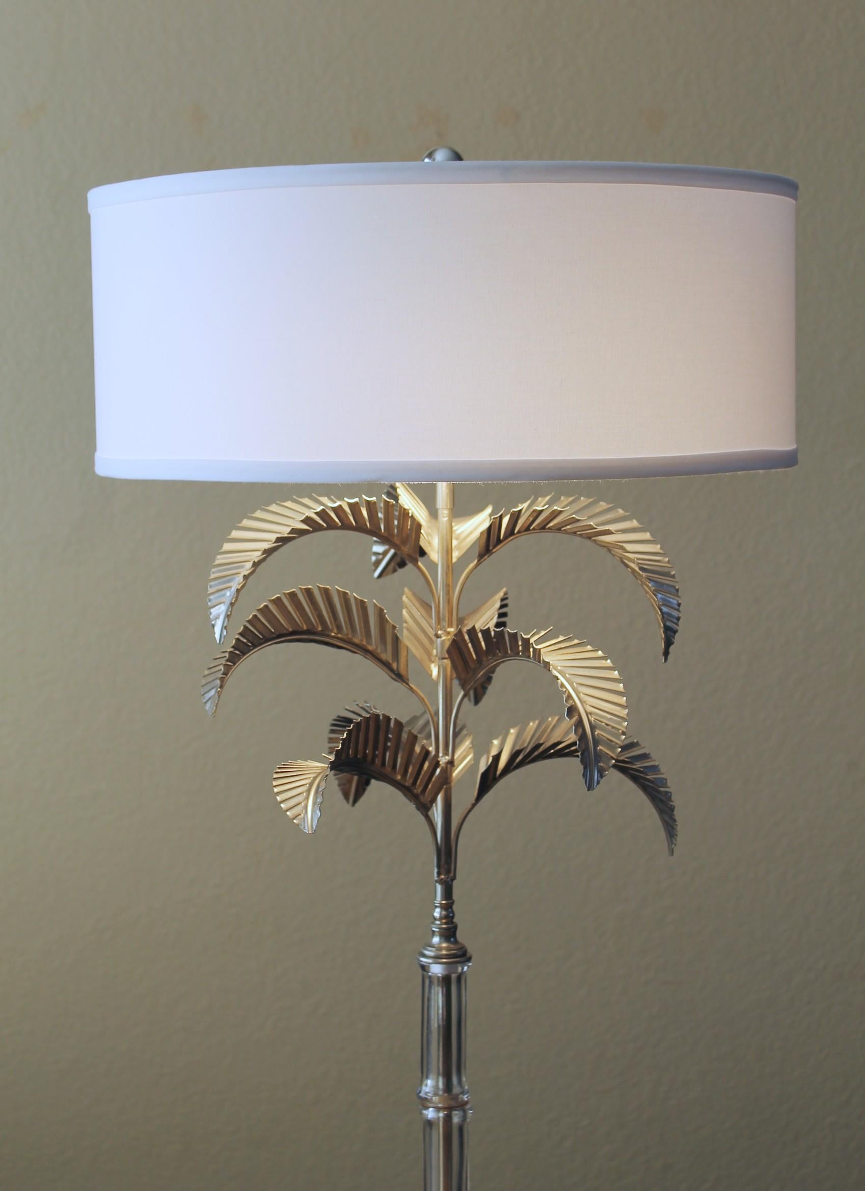American Monumental Chapman Metal Palm Tree Lamp. Maison Jansen West Palm Beach Regency For Sale