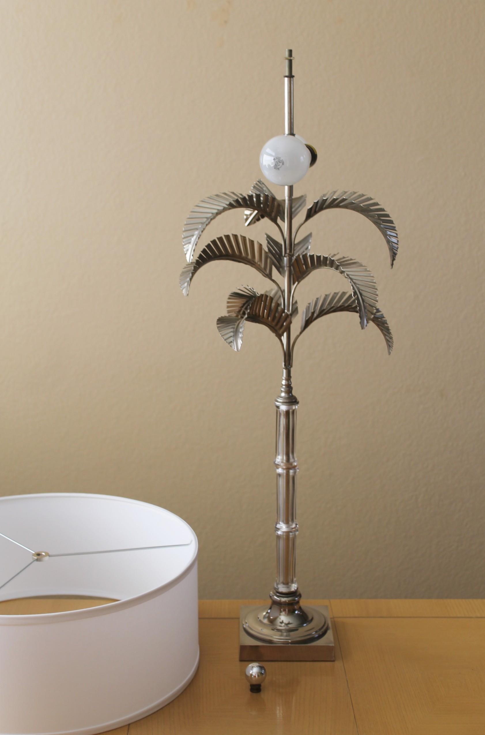 Monumental Chapman Metal Palm Tree Lamp. Maison Jansen West Palm Beach Regency In Good Condition For Sale In Peoria, AZ