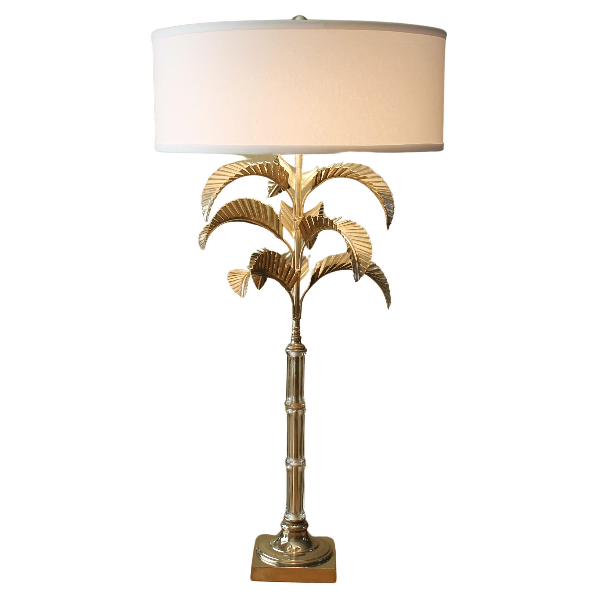 Monumental Chapman Metal Palm Tree Lamp. Maison Jansen West Palm Beach Regency For Sale