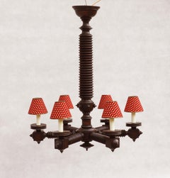 Monumental Charles Dudouty Brutalist Six Arm Chandelier C1940s France