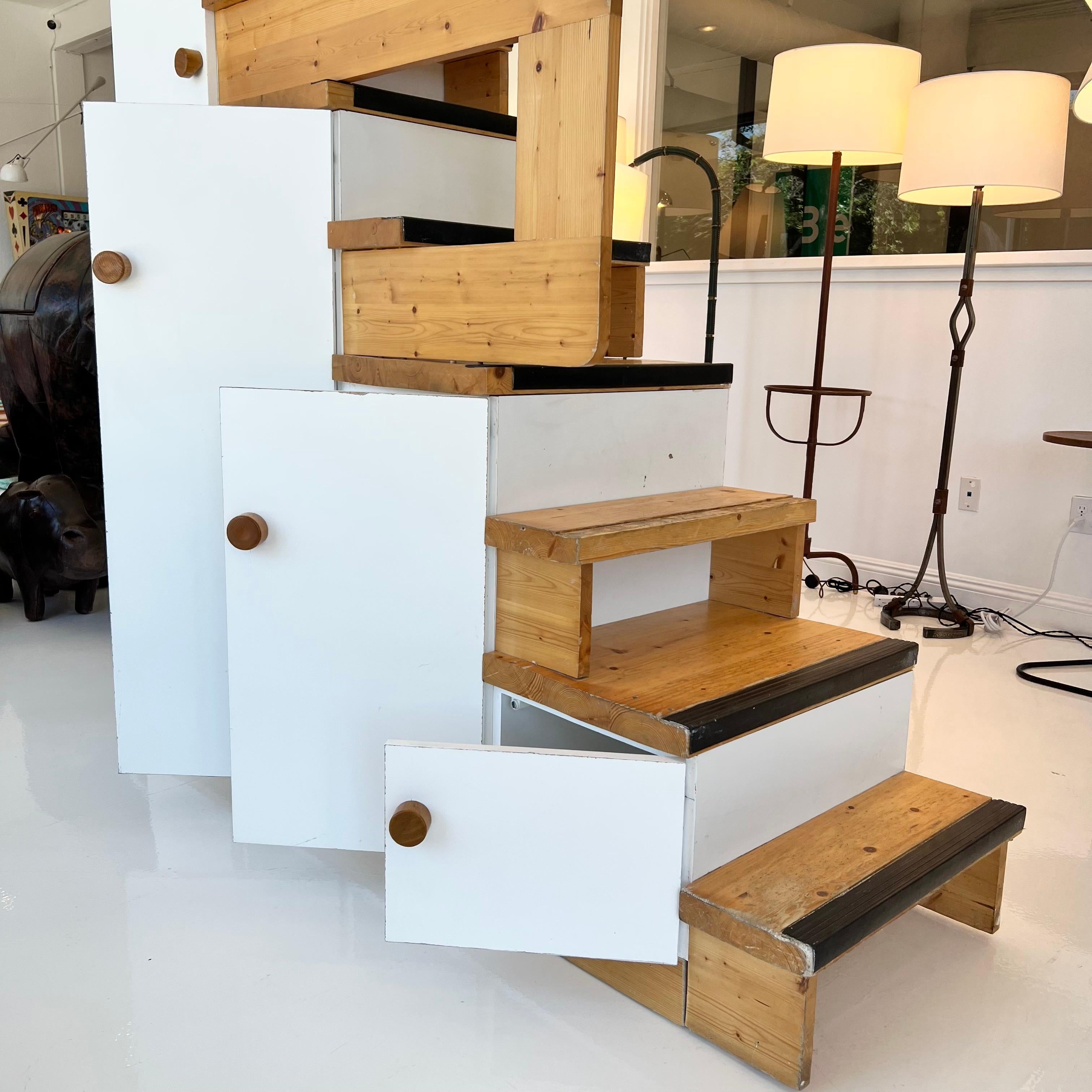 Monumental Charlotte Perriand Pine Cabinet Staircase for Les Arcs, 1960s In Good Condition In Los Angeles, CA