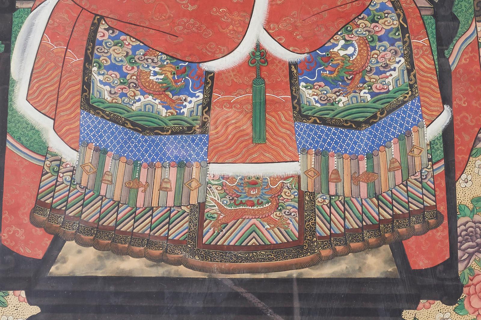 Monumental Chinese Ancestral Matriarch Framed Scroll Painting In Good Condition In Rio Vista, CA