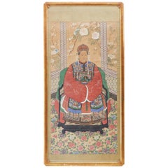 Monumental Chinese Ancestral Matriarch Framed Scroll Painting