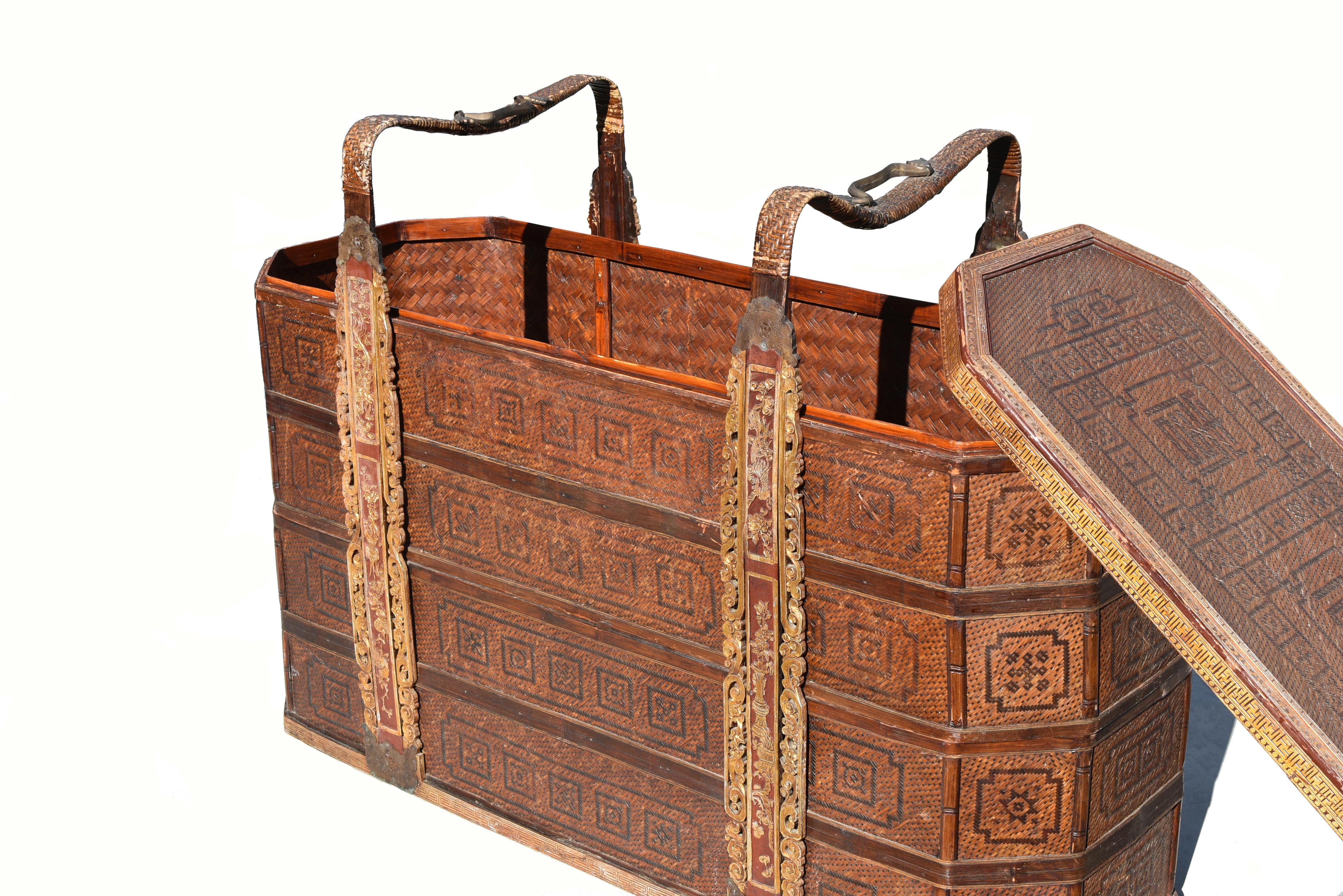 Monumental Chinese Antique Ceremonial Basket For Sale 10