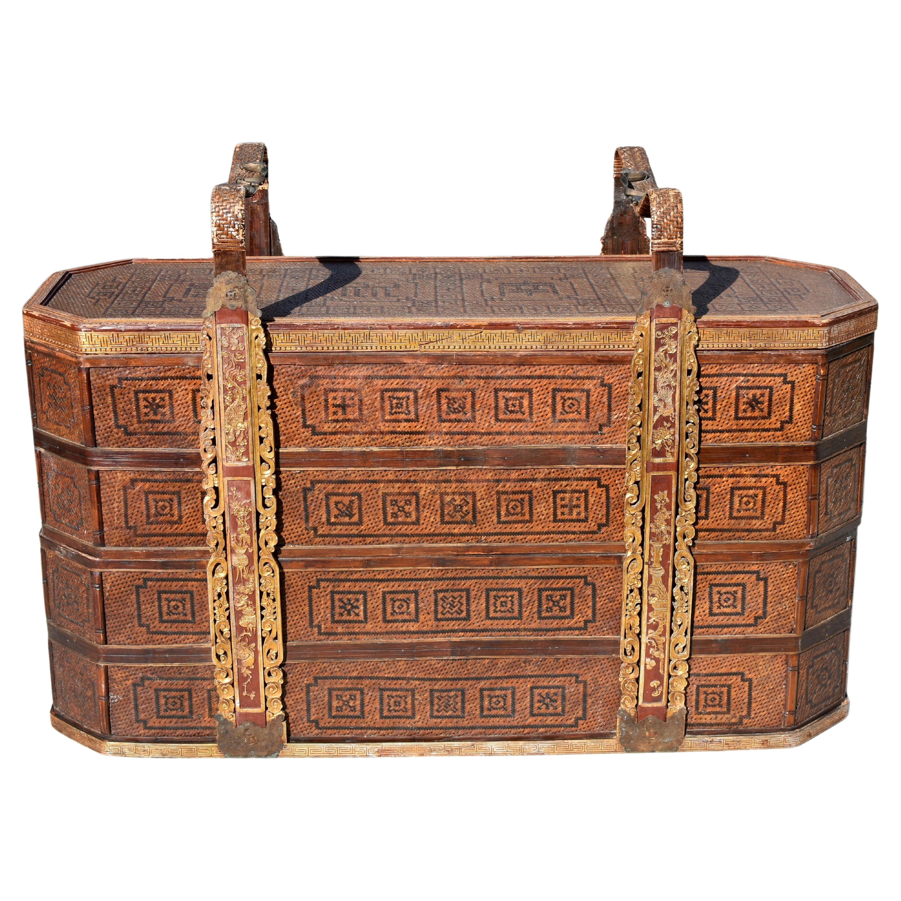 Monumental Chinese Antique Ceremonial Basket For Sale