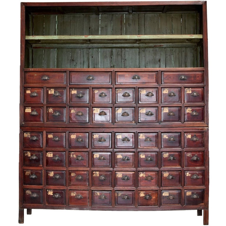 monumental chinese apothecary chest, 87" tall with 52 drawers