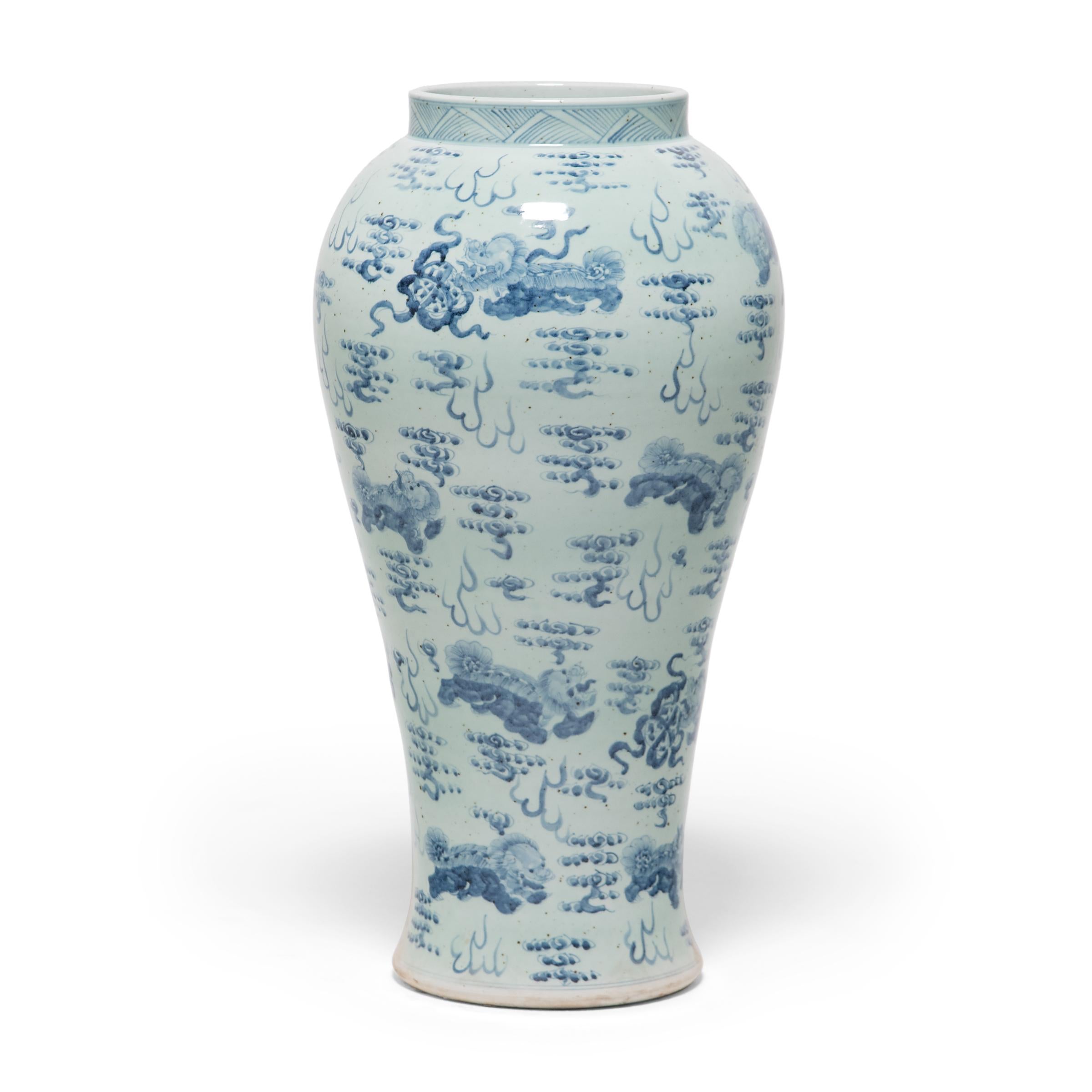 Chinese Export Monumental Chinese Blue and White Baluster Jar