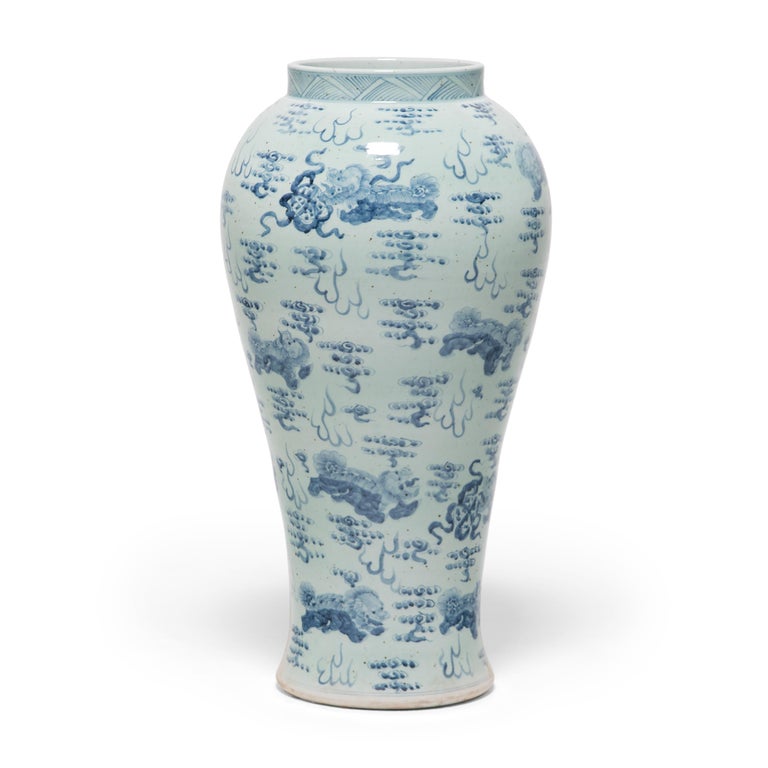 Chinese Export Monumental Chinese Blue and White Baluster Jar For Sale