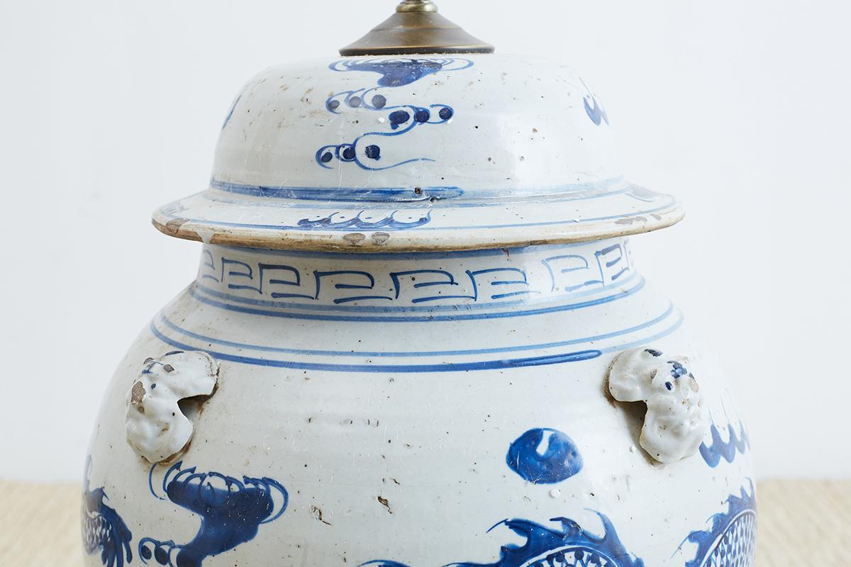 Monumental Chinese Blue and White Ginger Jar Lamps 6