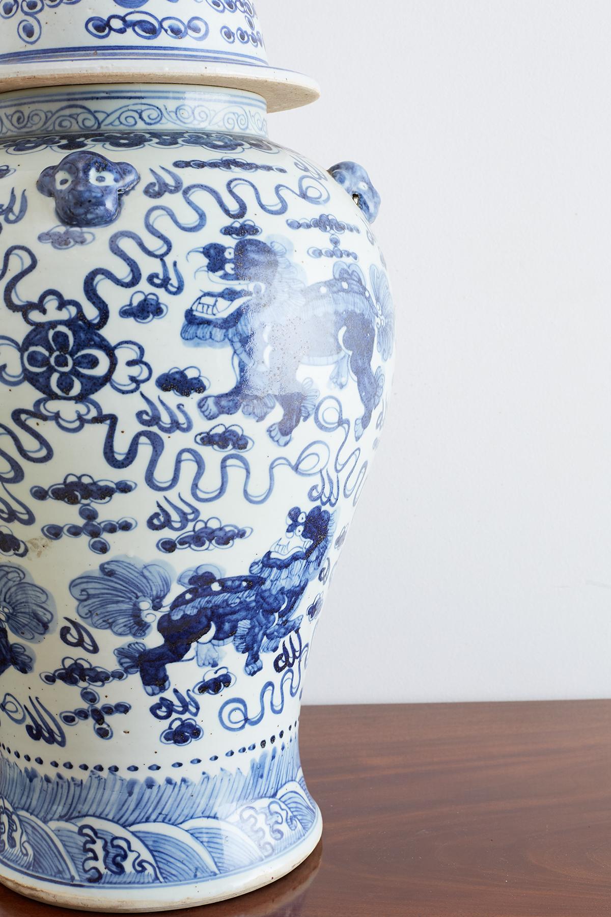 Monumental Chinese Blue and White Porcelain Ginger Jar 10