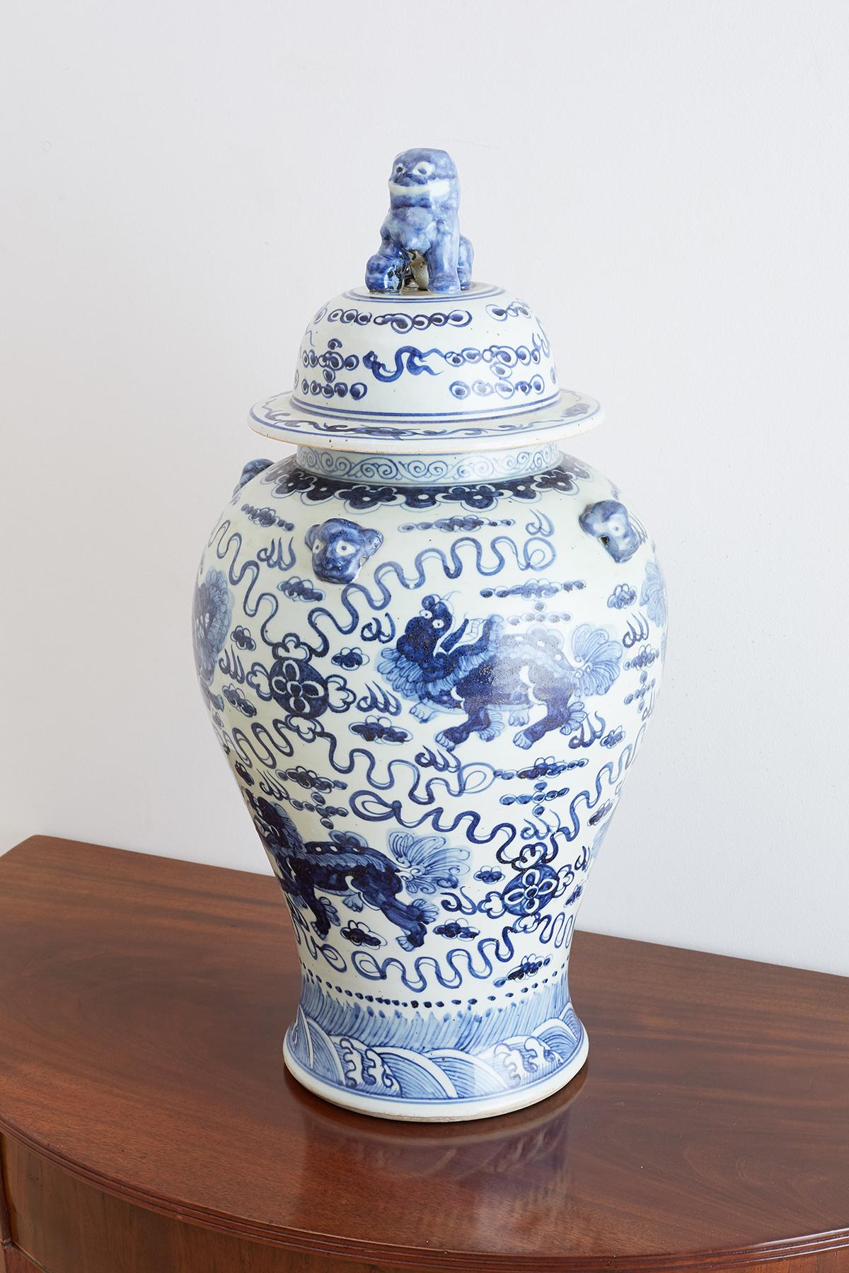Monumental Chinese Blue and White Porcelain Ginger Jar 1