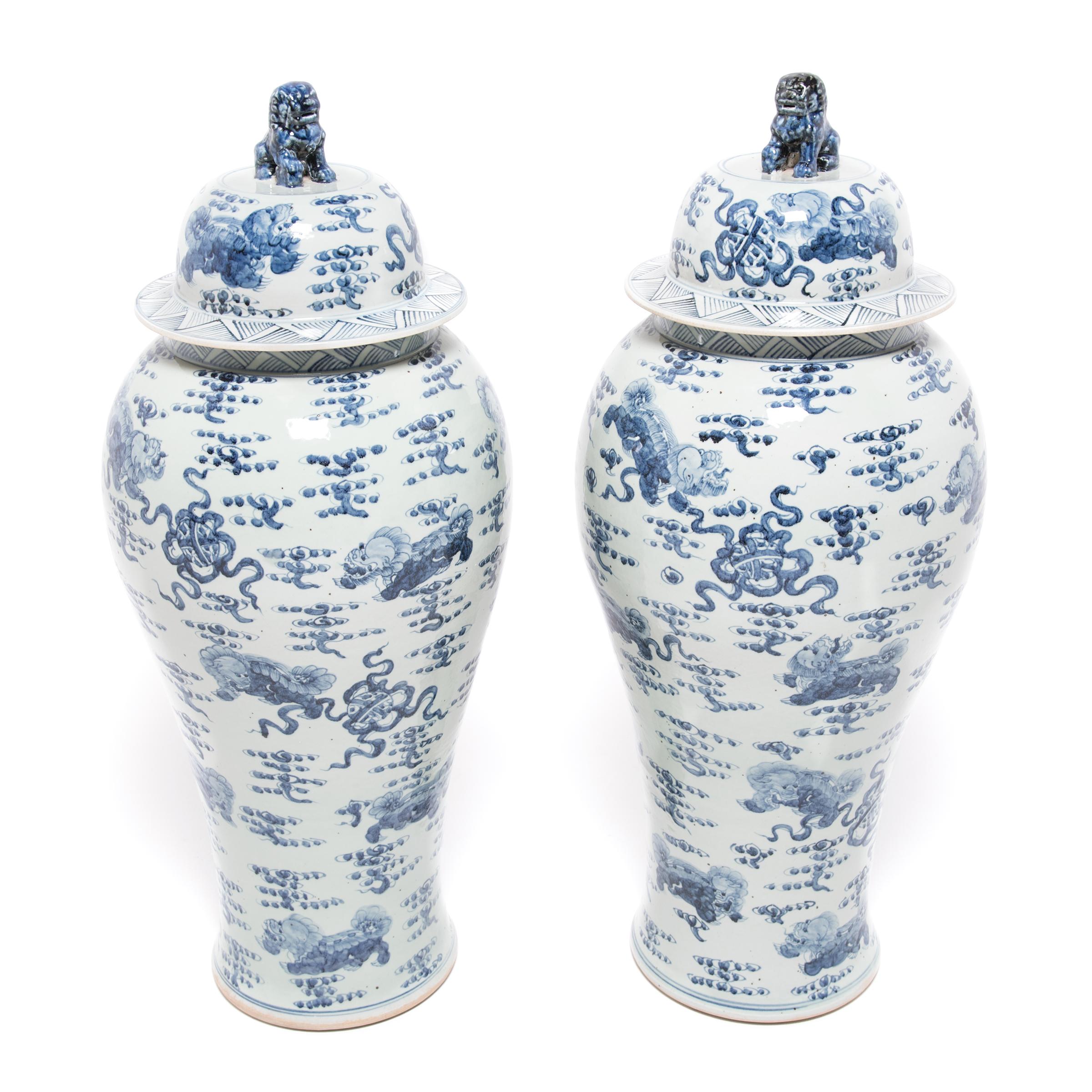 Monumental Chinese Blue and White Qilin Baluster Jar 1