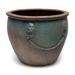 Monumental Chinese Blue Glazed Protector Pot, Early 20th Century