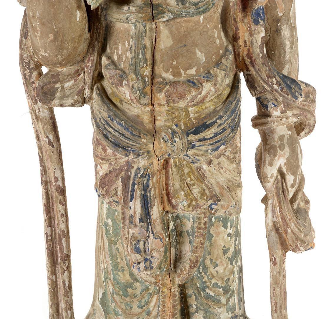Hand-Carved Chinese Carved and Painted Quan Yin Figure, 19th Century For Sale