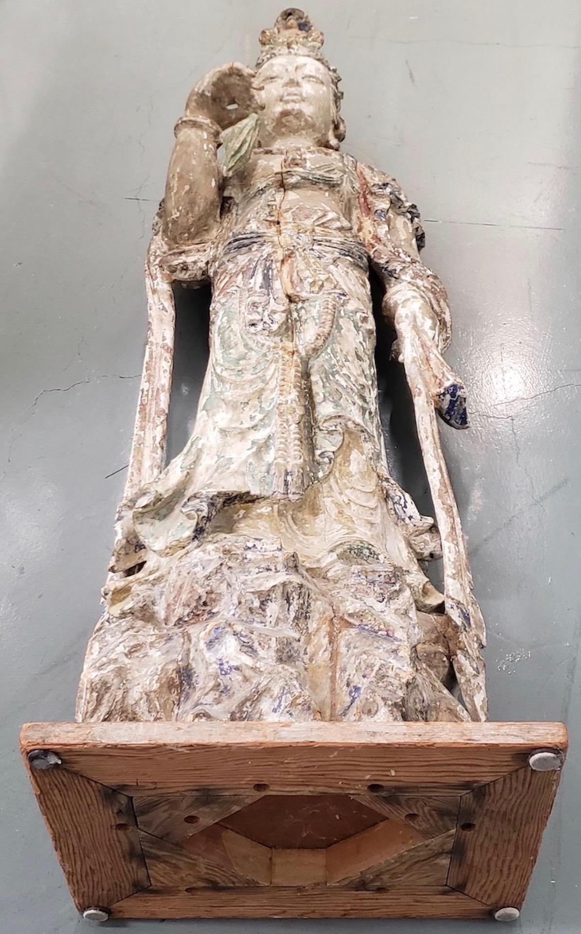 Chinese Carved and Painted Quan Yin Figure, 19th Century For Sale 3