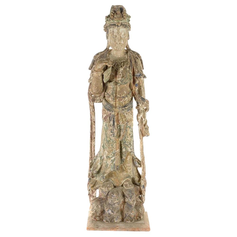 Chinese Carved and Painted Quan Yin Figure, 19th Century