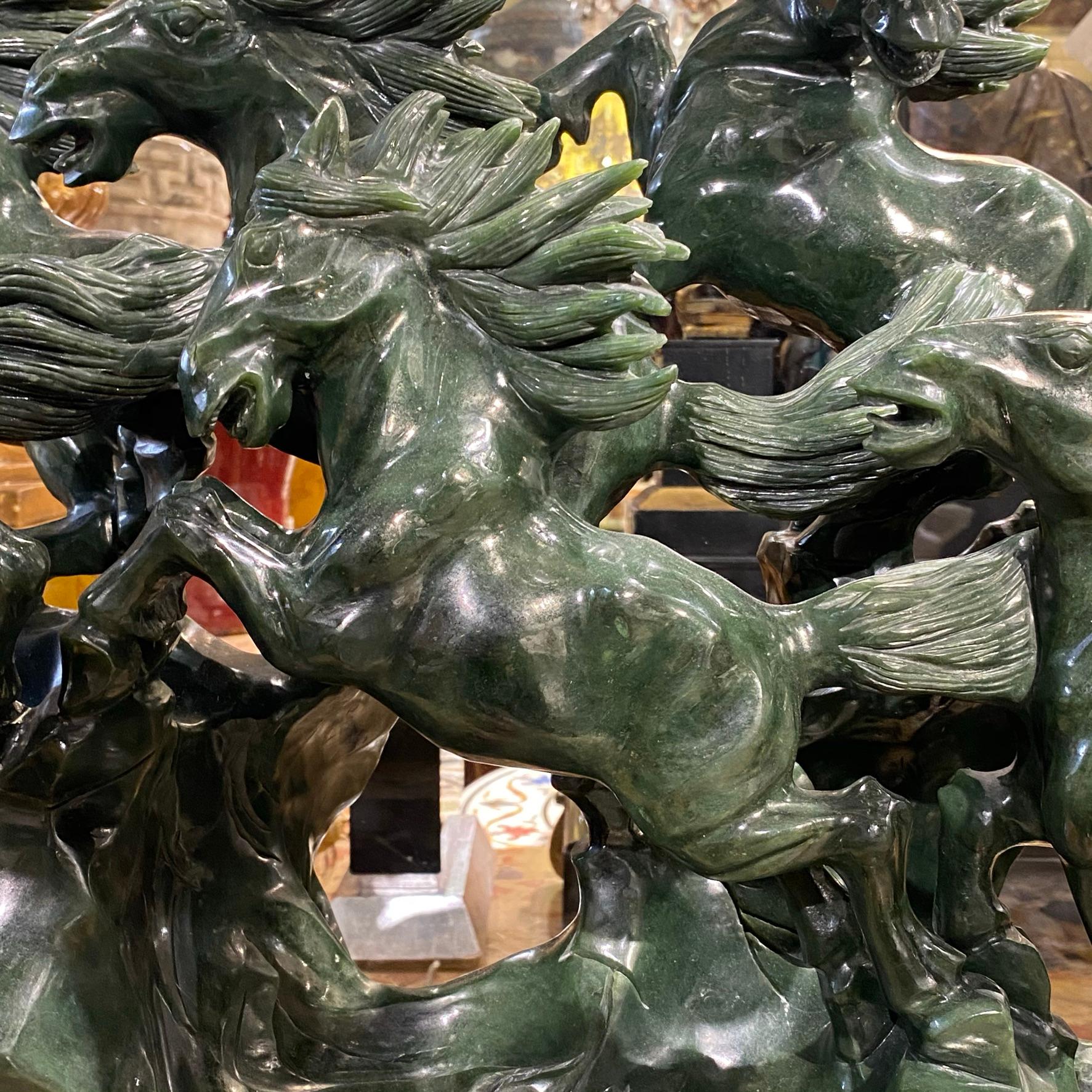 Monumental Chinese Carved Jadeite Horses For Sale 3