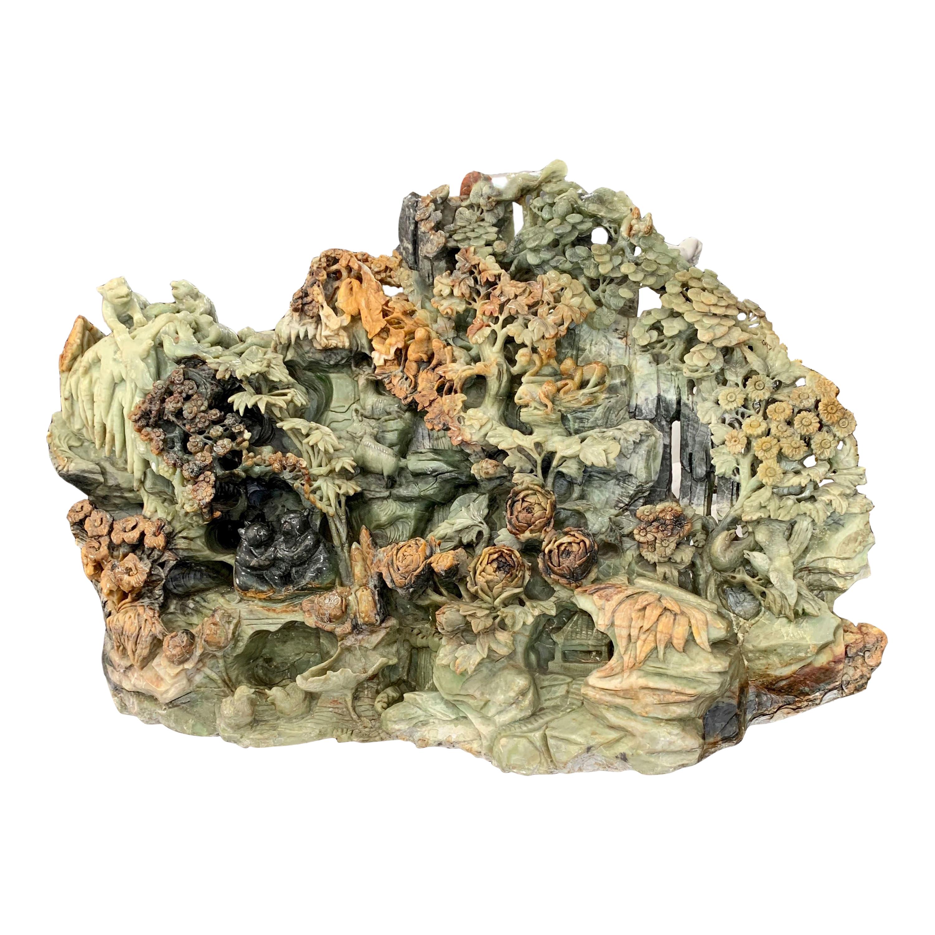 Chinese Spinach Jade Horse Sculpture For Sale at 1stDibs