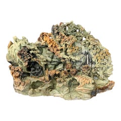 Monumental Chinese Carved Serpentine Mountain Sculpture