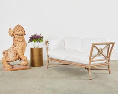 Monumental Chinese Carved Wooden Foo Dog Lion Temple Sculpture