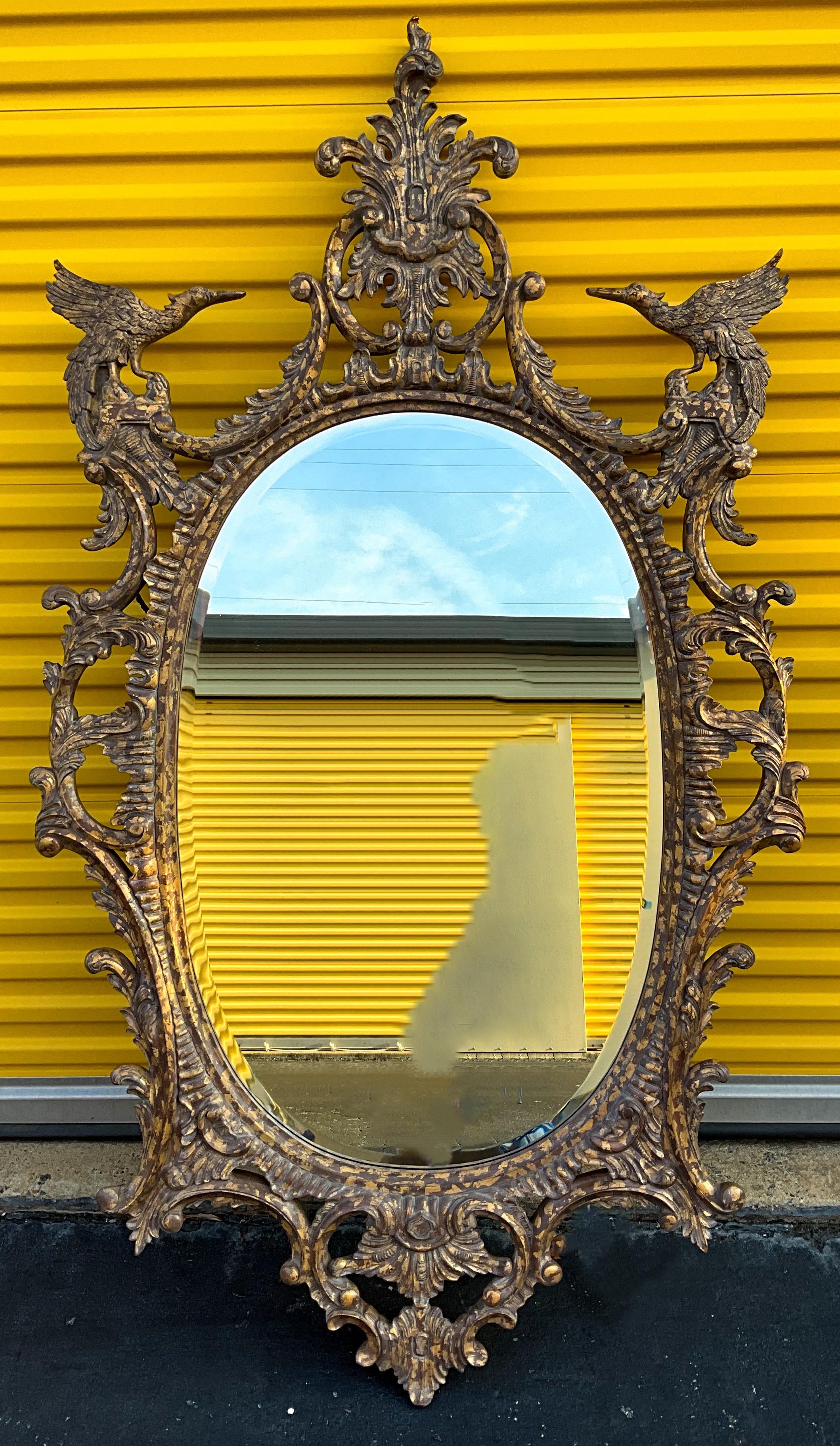 Monumental Chinese Chippendale Style Gilded Faux Tortoise Mirror By La Barge For Sale 6