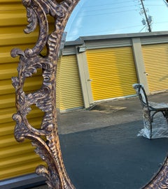 Monumentale specchio cinese stile Chippendale dorato in finta tartaruga di La Barge