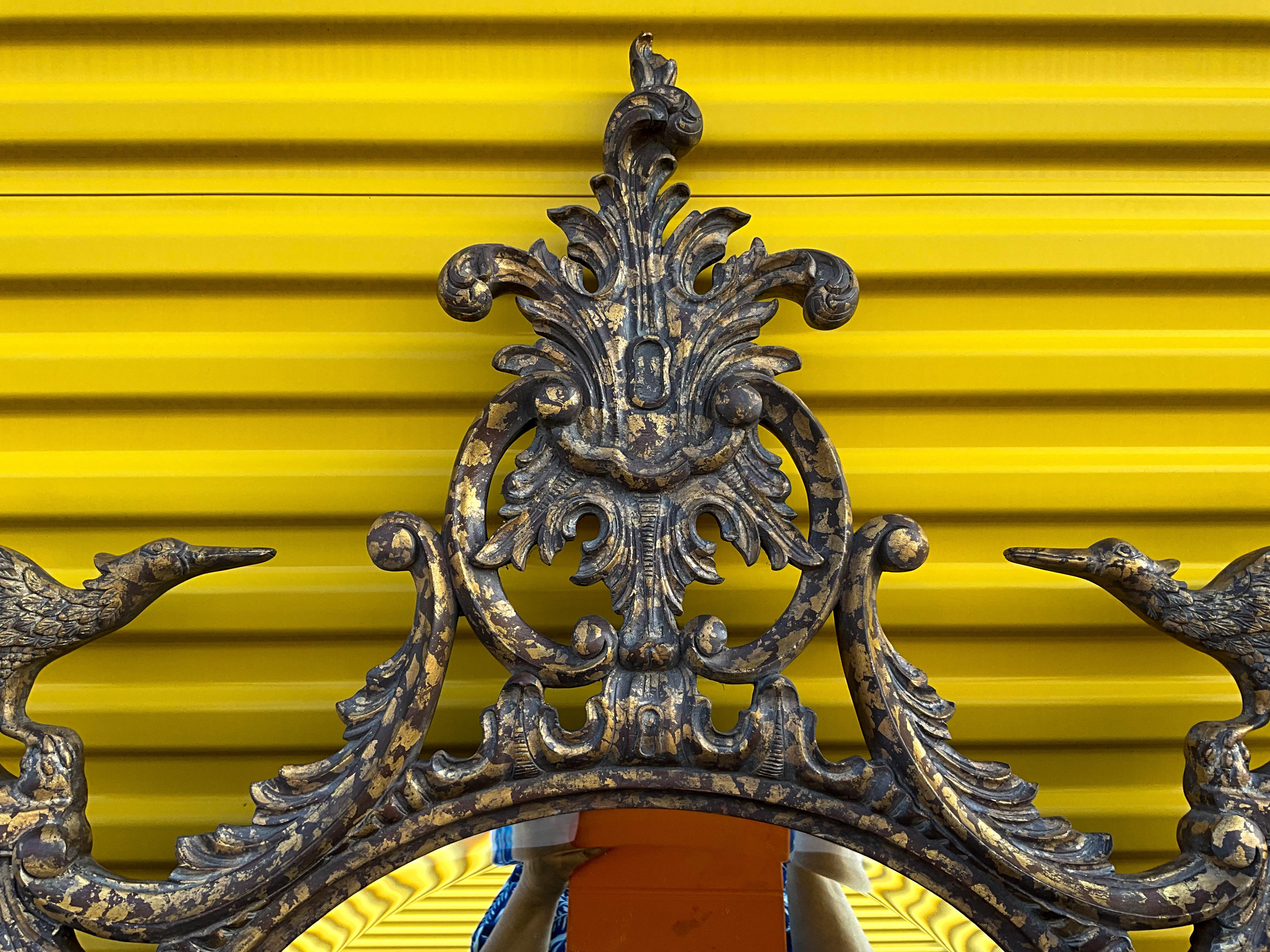 Monumental Chinese Chippendale Style Gilded Faux Tortoise Mirror By La Barge In Good Condition For Sale In Kennesaw, GA