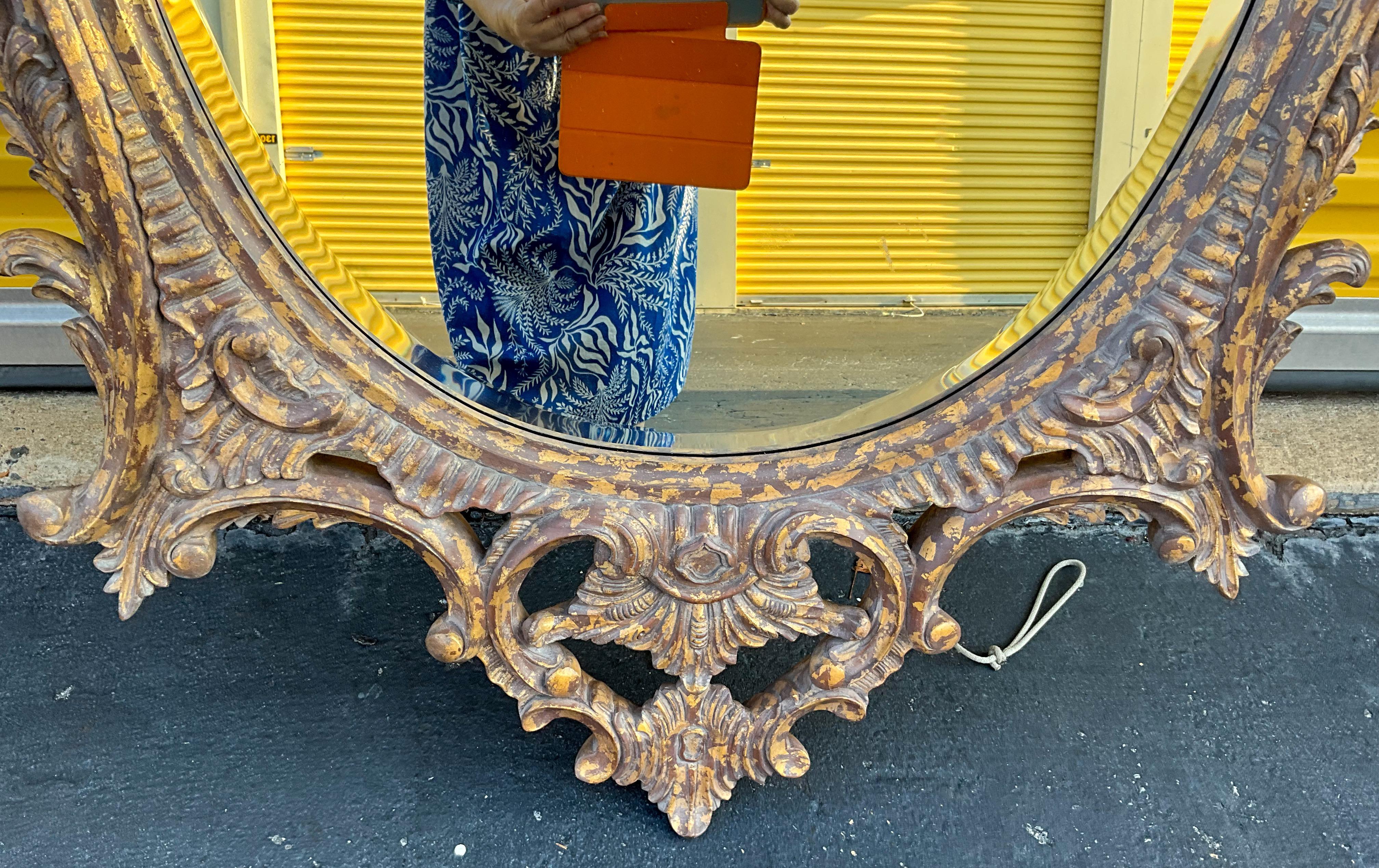 Monumental Chinese Chippendale Style Gilded Faux Tortoise Mirror By La Barge For Sale 2