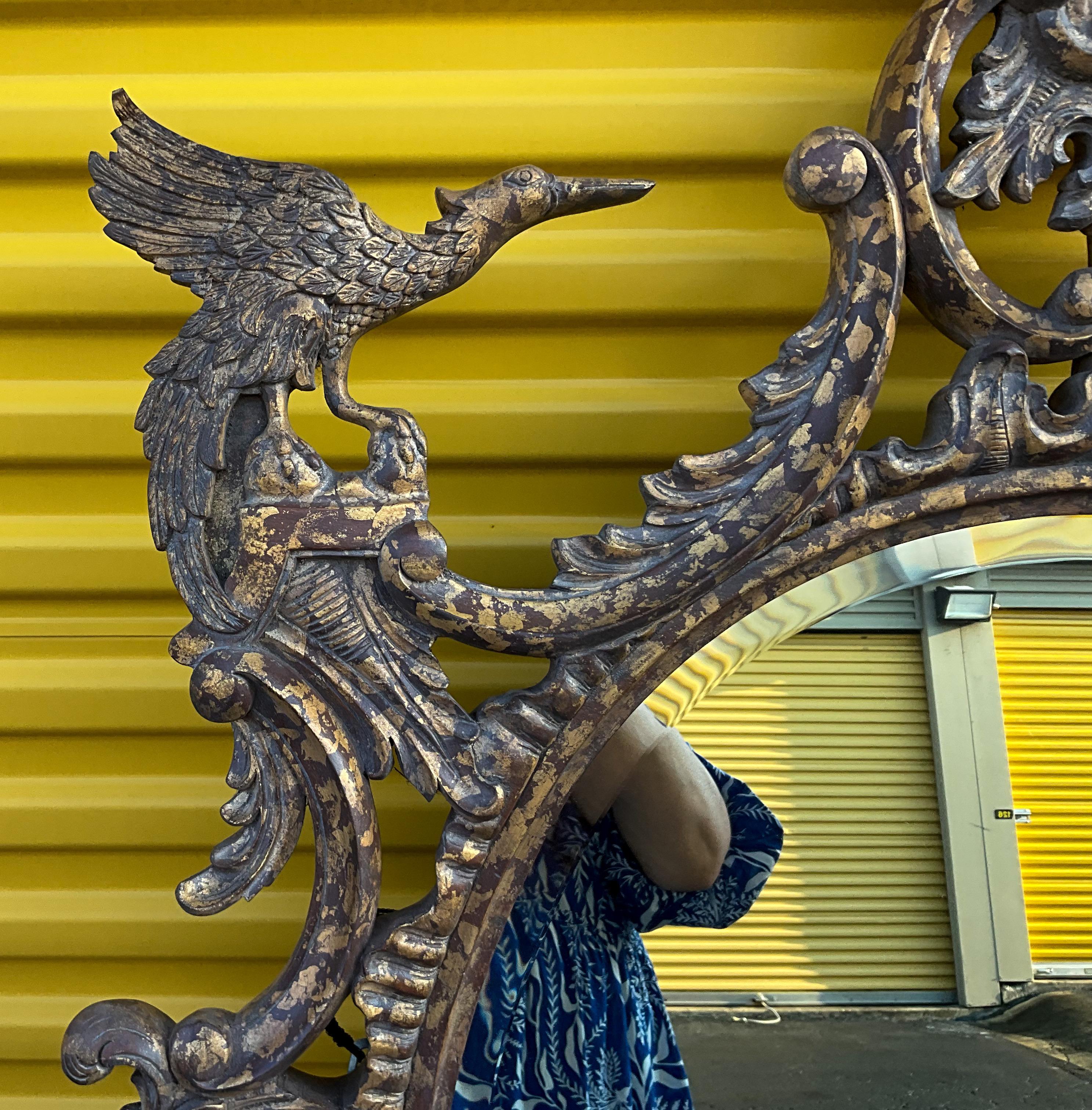 Monumental Chinese Chippendale Style Gilded Faux Tortoise Mirror By La Barge For Sale 3