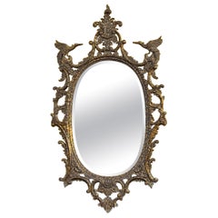 Monumental miroir chinois de style Chippendale en fausse écaille de tortue dorée par La Barge